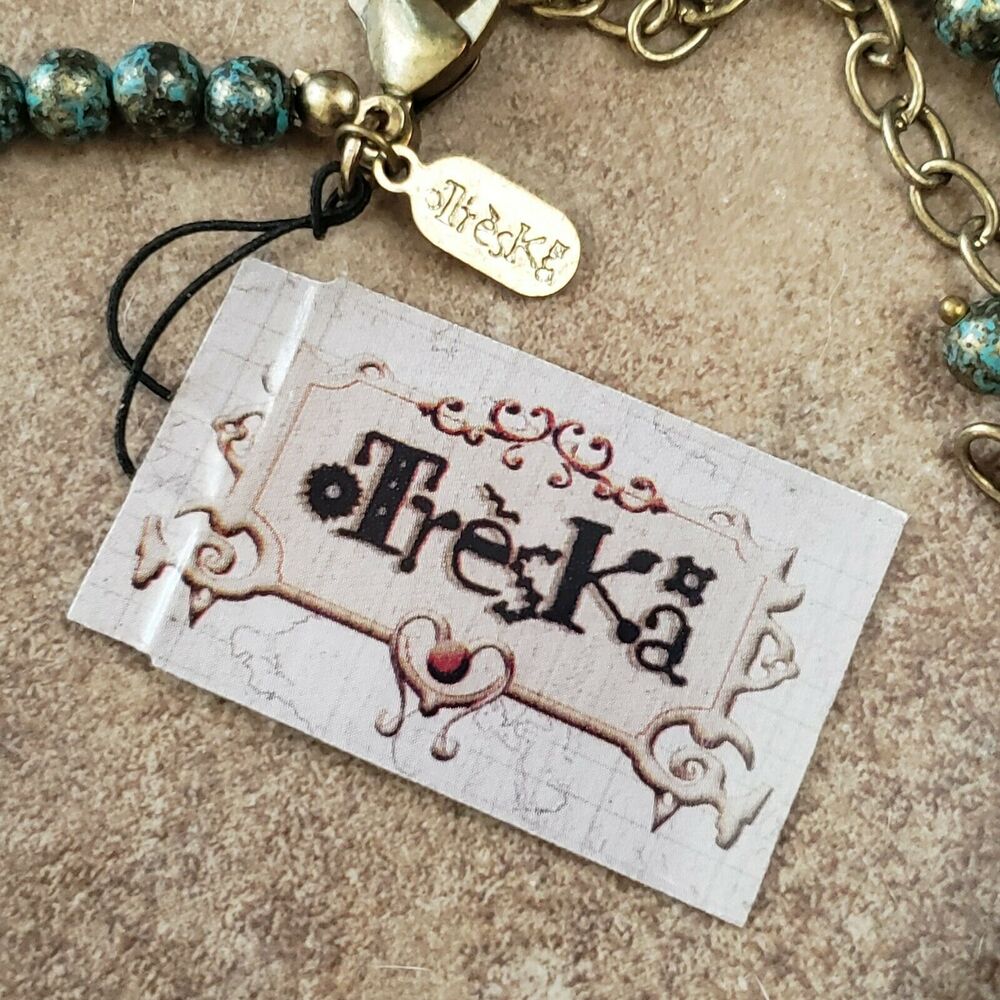 TRESKA beaded bead medallion bohemian boho tribal statement choker necklace NEW - Picture 2 of 3